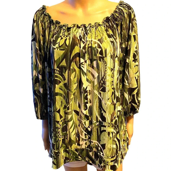 Claudia Richard Stretchy Boho Casual Off Shoulder Blouse Women Plus Size 2X - Picture 1 of 5